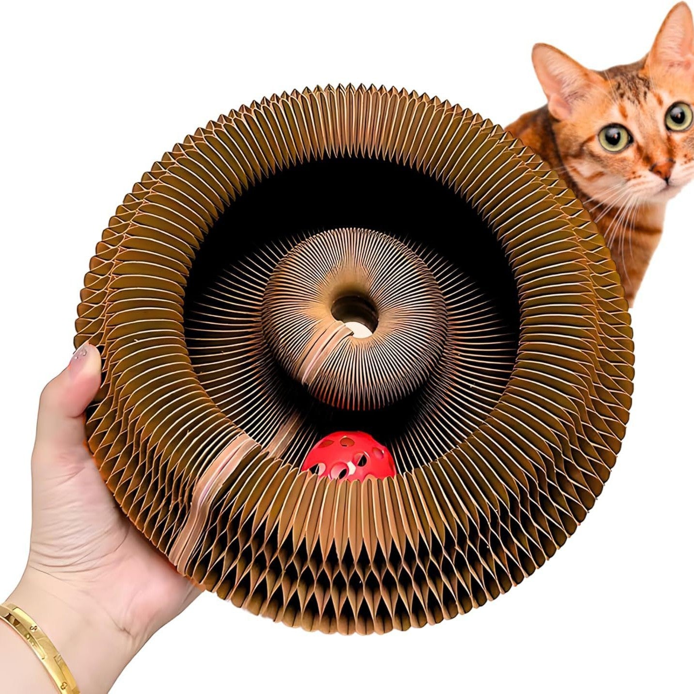 Accordion Cat Scratching Board with Bell