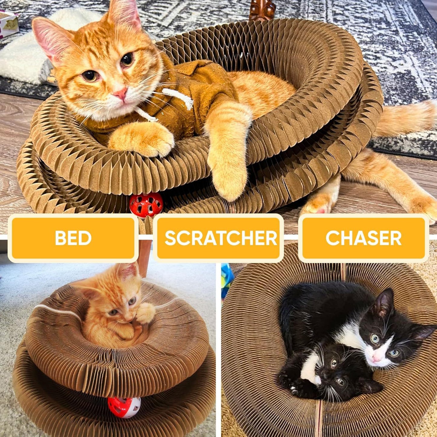 Accordion Cat Scratching Board with Bell