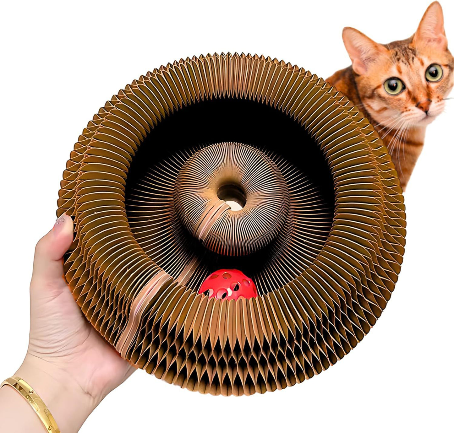 Accordion Cat Scratching Board with Bell